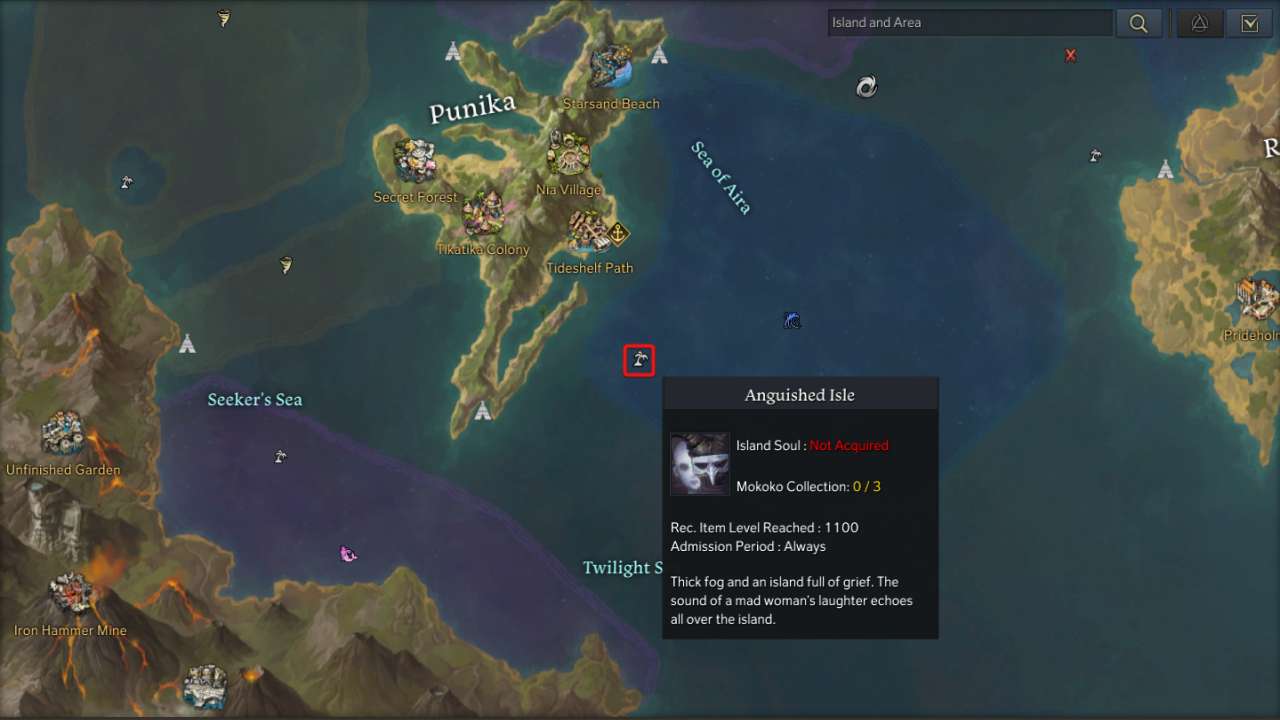 Lost Ark Anguished Isle Location