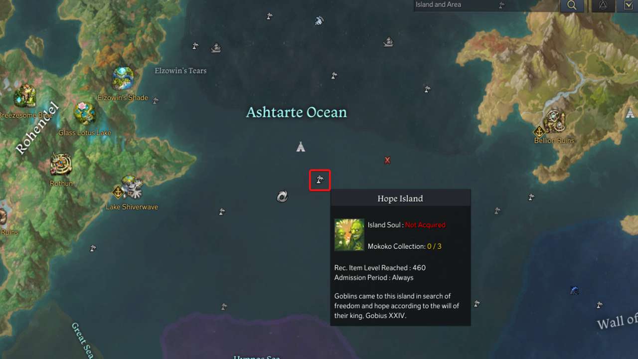 Lost Ark Hope Island Location