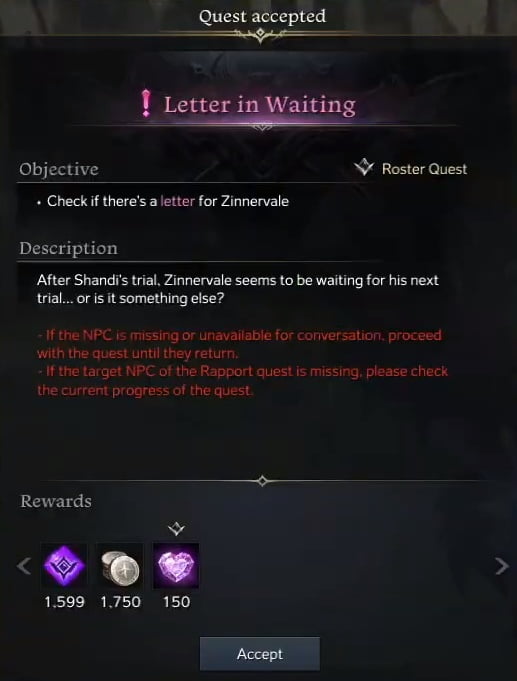 Letter in Waiting Quest