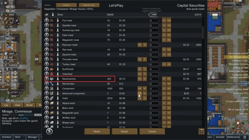 RimWorld Neutroamine trade with ships