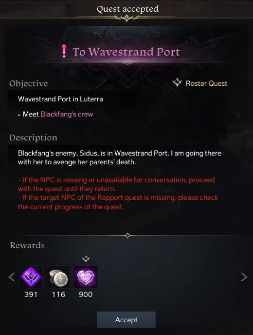 To Wavestrand Port Quest