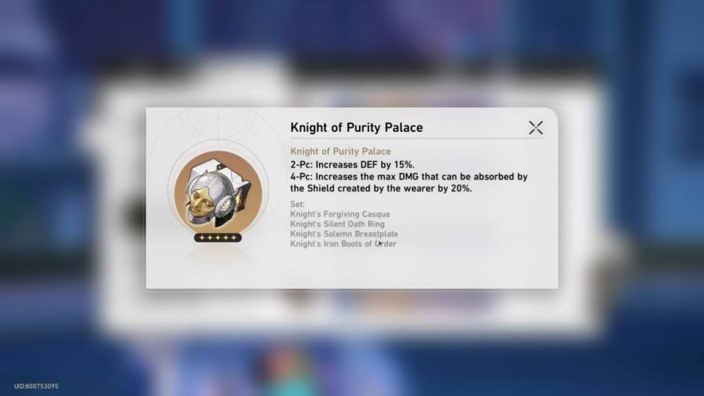 Knight of Purity Palace Set Effects