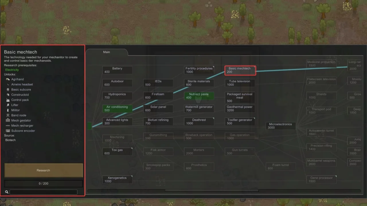 RimWorld Research Basic Mechtech