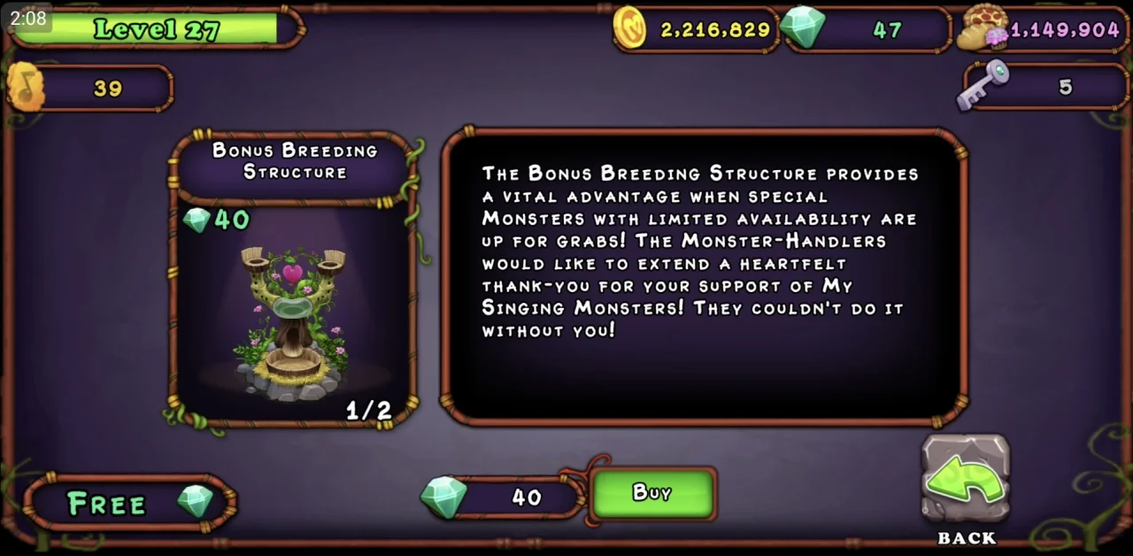 My Singing Monsters Breeding Structure